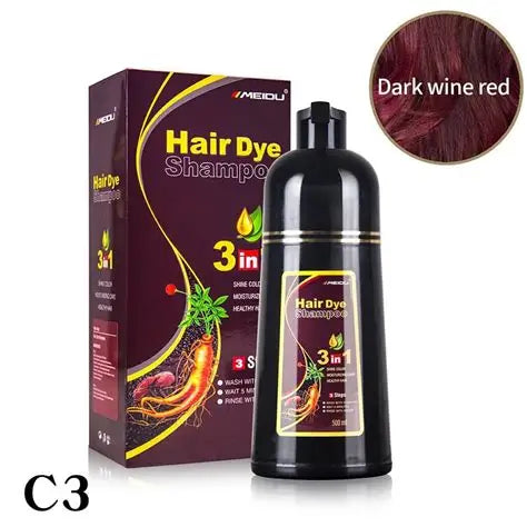 Shampoo Cubre Canas Meidu 3 En 1 Tinte Cabello - Rojo Vino