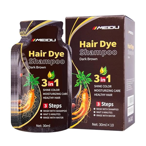 Shampoo Cubre Canas Meidu 3 En 1 Tinte Cabello - Castaño Claro