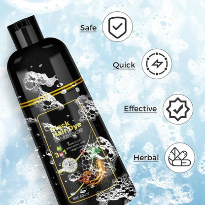 Shampoo Cubre Canas Meidu 3 En 1 Tinte Cabello - Negro