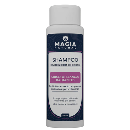 Shampoo Matizante y Nutritivo para Canas con Biotina y Aguacate