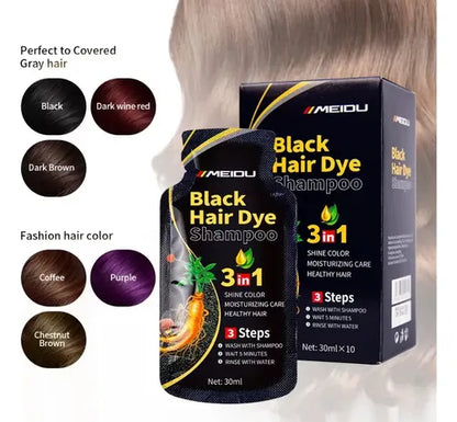 Shampoo Cubre Canas Meidu 3 En 1 Tinte Cabello - Rojo Vino