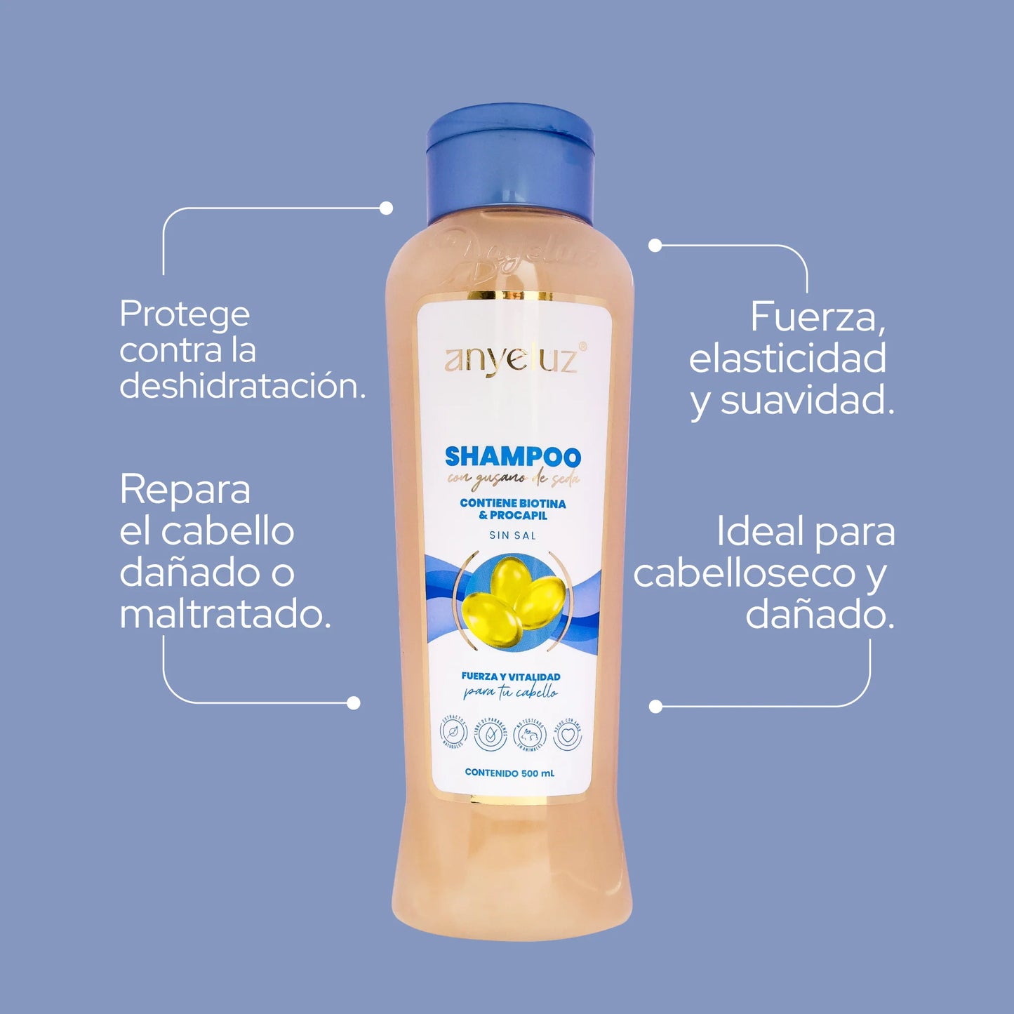 SHAMPOO CON GUSANO DE SEDA ANYELUZ