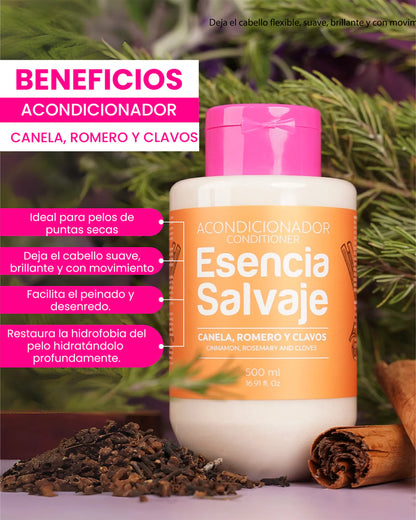 ACONDICIONADOR ESENCIA SALVAJE CANELA, ROMERO Y CLAVOS 500 ML