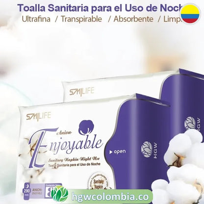 Toallas Higiénicas Noche HGW 🌙 | Banda de Anión y Protección 8h