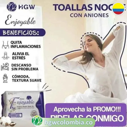 Toallas Higiénicas Noche HGW 🌙 | Banda de Anión y Protección 8h